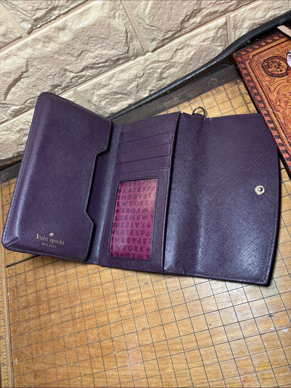3 Kate Spade Leather Wallets Cream/Beige, Pink and Eggplant Purple